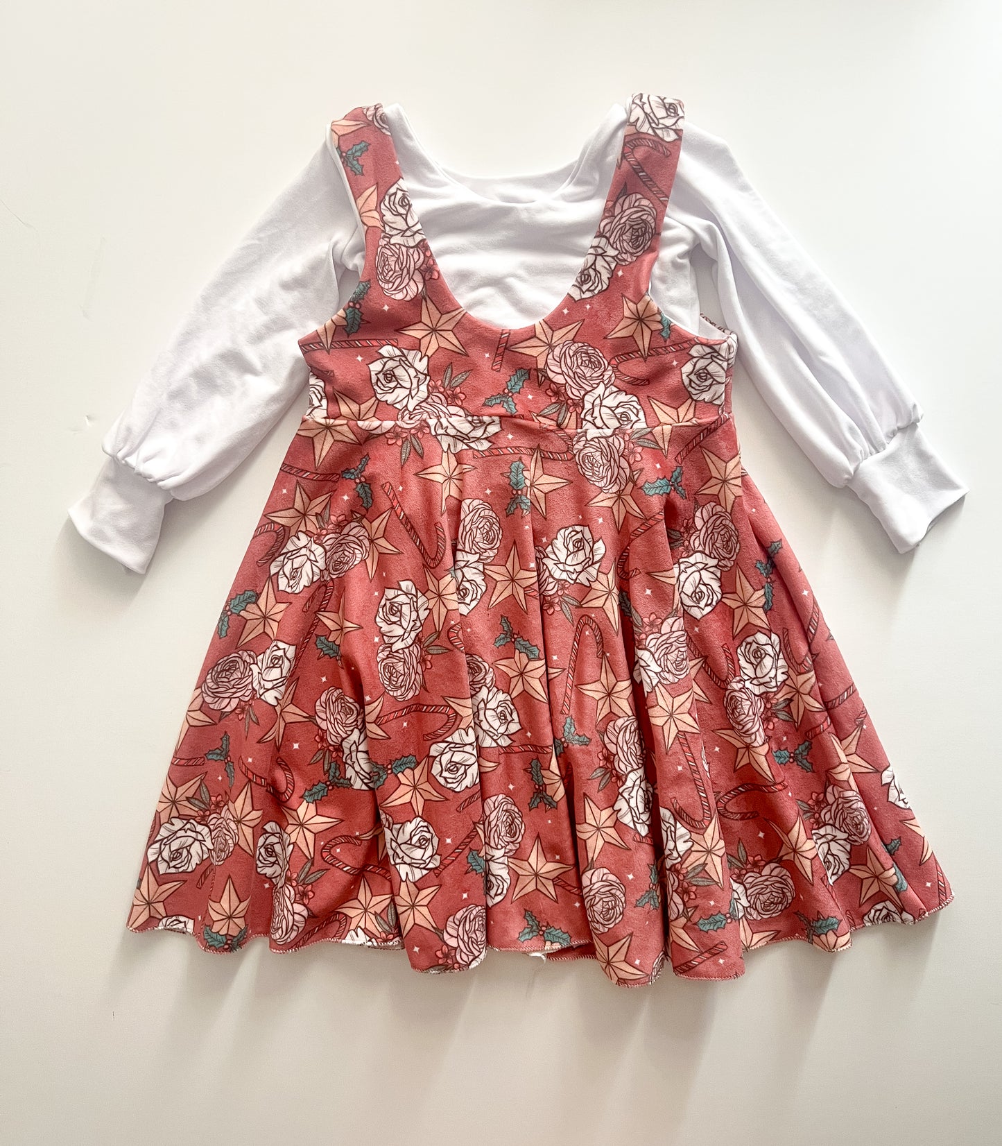 2t Christmas Floral Dress and Bishop Sleeve Top Set