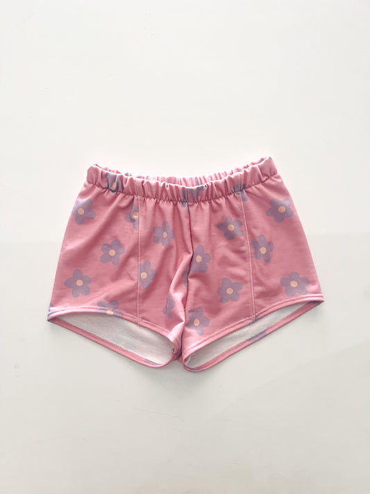 6 Purple Retro Daisy Breezy Shorts